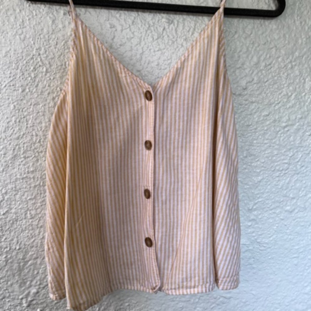 BP Yellow Striped Strappy Crop Top